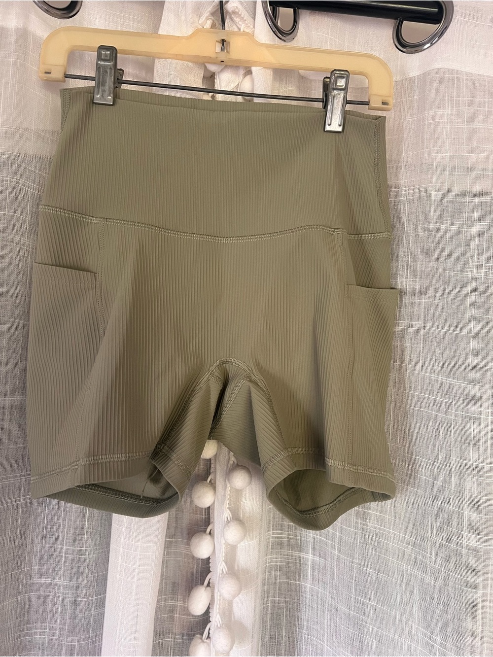 ‘Iwa company High-Rise Olive Green Women's Bike Shorts with Side Pockets